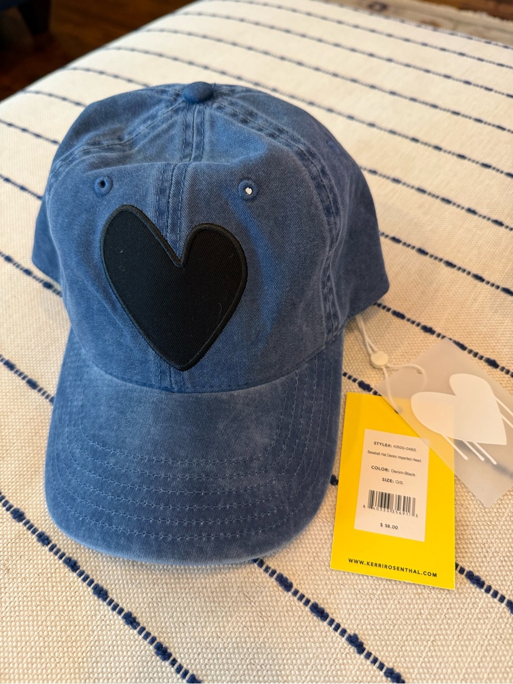 Denim Blue Heart Patch Baseball Hat